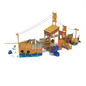 ملعب سفينة القراصنة للأطفال، معدات خارجية للأطفال، قارب للتمارين والترفيه، ملعب خشبي للراحة - Product Image 3