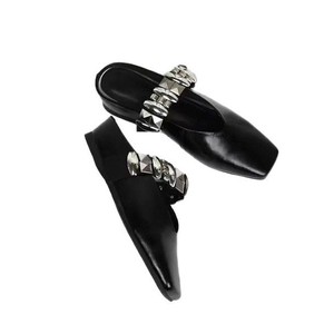 Mules de Cuero Genuino con Punta Cuadrada y Hebilla Metálica, Sandalias de Verano para Mujer con Plataforma - Product Image 5