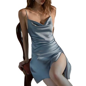 Tela elástica de satén de seda de imitación, tela nupcial Charmeuse densa sólida para vestido de novia por yarda - Product Image 1