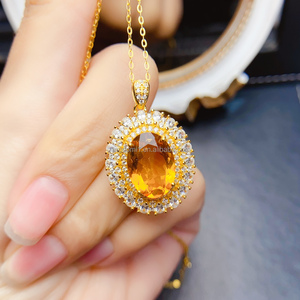 Mặt dây chuyền pha lê Citrine tự nhiên Bạc 925 với vàng trắng Tối giản Vòng cổ dành cho phụ nữ đeo hàng ngày Trang sức chữa bệnh tâm linh - Product Image 3