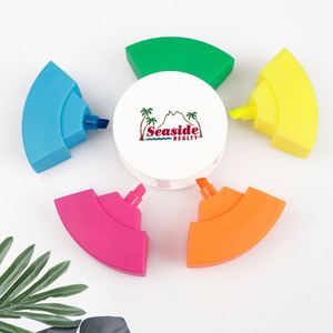 Stylo surligneur à disque cinq couleurs avec logo personnalisé, marqueur fluorescent multicolore pour l'école, le bureau, cadeau promotionnel, commande en gros - Product Image 3