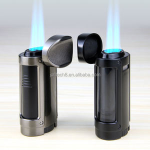 JOFI Cigar Smoking Torch <b>Lighter</b> 4 Jets Flame Butane Gas <b>Lighter</b> <b>Custom</b> Logo <b>Lighters</b> Refillable Butane Gas Cigar Holder - Product Image 2