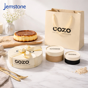 Eco Friendly Basque <b>Cake</b> Cylindrical Cardboard <b>Gift</b> <b>Box</b> Set Cheesecake Container Kraft Paper Bag Food Grade Paper Tube Packaging - Product Image 1