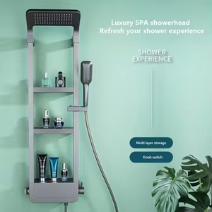 <span class=keywords><strong>Grifos</strong></span> termostáticos modernos de lujo de 3 funciones montados en la pared Grifo de baño pulido con acabado de latón Gris Bronce bronce suave - Product Image 3
