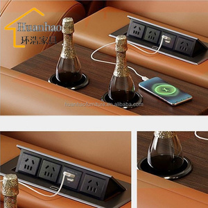 Ensemble de canapé inclinable électrique <span class=keywords><strong>en</strong></span> forme de L moderne, système de cinéma maison intelligent, <span class=keywords><strong>cuir</strong></span>, deux places, réglable, couleur personnalisée - Product Image 5