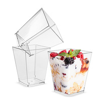 5oz Transparent PS Pudding Parfait Apéritif Party Supply Tasse à dessert transparente avec couvercle et cuillère