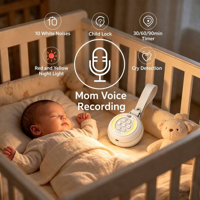 New Products Portable Baby 10 Sleeping Music White Noise Sound Machine with Recording and Cry Sensor