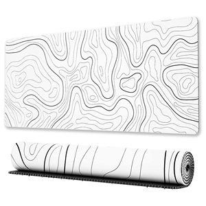 Alfombrilla de ratón grande para juegos Ovenbird con bordes cosidos, alfombrilla de escritorio con mapa topográfico minimalista, 31,5 x 11,8 pulgadas, - Product Image 1