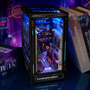Casa <span class=keywords><strong>de</strong></span> Muñecas <span class=keywords><strong>de</strong></span> Madera DIY TC36, Estilo Cyberpunk Futurista, Mini Modelo Creativo 3D para Decoración <span class=keywords><strong>de</strong></span> Librerías - Product Image 5