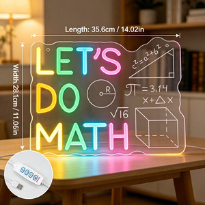 ป้ายไฟนีออน LED หลากสีคำคมคณิตศาสตร์ ใช้พลังงานจาก USB สำหรับตกแต่งผนังห้องเรียนคณิตศาสตร์ ห้องอ่านหนังสือ ตกแต่งศิลปะ - Product Image 2