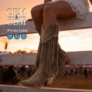 CHENO <span class=keywords><strong>Stivali</strong></span> da Cowboy Western in Camoscio con Frange Personalizzabili all'Ingrosso, <span class=keywords><strong>Stivali</strong></span> da Cowgirl con Nappe per Donne - Product Image 1