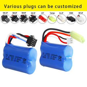 Pacote de Baterias de Íon de Lítio 7.4V 1200mAh para Veículos RC de Alta Velocidade, Bateria de Brinquedo para Barco Motorizado 18500 para Crianças - Product Image 4