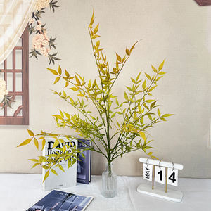 Vente en gros de feuilles artificielles naturelles de <span class=keywords><strong>bambou</strong></span> vert en plastique Nandina à <span class=keywords><strong>tige</strong></span> unique pour mariage, hôtel, maison, jardin, bureau, décoration - Product Image 3