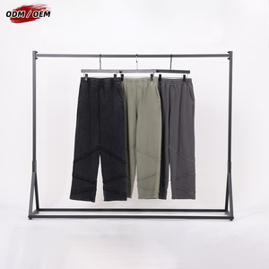 Pantalones Rectos de Algodón Puro Lavado Estilo Vintage para Hombre, Pantalones Deportivos con Parches y Lavado Nieve sin Cordón - Product Image 2