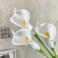 Fleur artificielle en PU Calla Lily, grande branche blanche, décoration florale pour mariage, maison, extérieur, qualité d'exportation en gros
