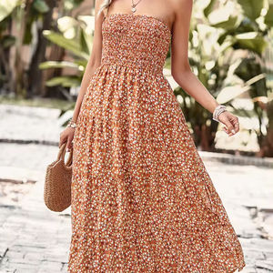 D&amp;M 2024 Ladies Casual Midi Dresses Hot Selling Long Summer Off-the-Shoulder Solid Eco-Friendly Washable Women's <strong>Clothing</strong> - Product Image 2