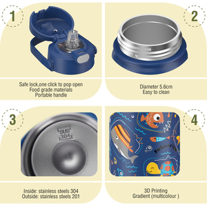 Kids Water Bottle Reusable <b>With</b> <b>Straw</b> Lid Insulated Stainless Steel 14oz Water Bottle - Product Image 5