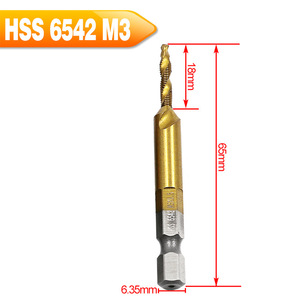 ดอกต๊าปอเนกประสงค์เหล็กความเร็วสูง M6 6.35 มม. เคลือบไทเทเนียม พร้อมหัวเจาะเกลียวและหัวลบคม - Product Image 5