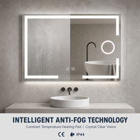 Miroir de salle de bain rectangulaire à LED avec éclairage frontal, dimmable, anti-buée, avec loupe 5X/10X pour appartement, IP44, largeur 80 cm