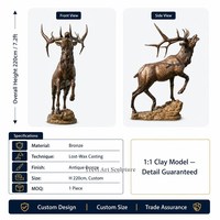 Sculpture d'élk en bronze grandeur nature pour extérieur, style rustique western, statue de ranch pour jardin, fabricant en gros, trophée, art animalier