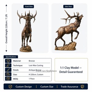 Scultura in bronzo a grandezza naturale di alce per esterni, statua da giardino rustica stile western, produttore all'ingrosso, trofeo, <span class=keywords><strong>arte</strong></span> <span class=keywords><strong>della</strong></span> fauna selvatica - Product Image 2