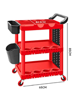Chariot utilitaire roulant en plastique robuste à 3 niveaux avec roulettes verrouillables pour réparation, esthétique automobile, detailing, garage et organisation