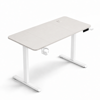 Bureau debout Moonki blanc en métal et MDF, hauteur réglable, avec crochets pour casque, support de tasse électrique, en forme de L, pour la maison