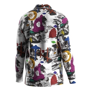 T-shirt à manches longues Odm Sublimation Button Floral Seaside, vêtements de plage décontractés pour hommes, été - Product Image 2