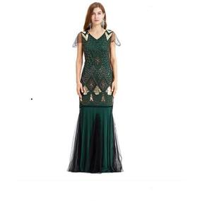 JONG-EE <span class=keywords><strong>Abito</strong></span> <span class=keywords><strong>da</strong></span> Donna Stile Grande Gatsby Anni '20 con Paillettes, Maniche Corte, Vestito <span class=keywords><strong>Lungo</strong></span> Formale <span class=keywords><strong>da</strong></span> <span class=keywords><strong>Sera</strong></span> - Product Image 1