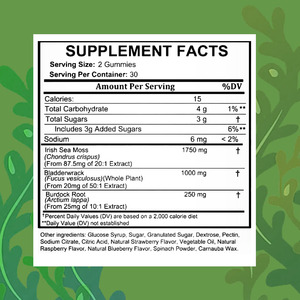 Most Popular Sea <strong>Moss</strong> Gummies with Bladderwrack and Burdock Root Vitamins and Minerals ForThyroid Immune and Energy Support - Product Image 2
