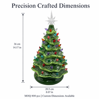 Großhandel Maßgefertigter Vintage Grüner Keramik-Weihnachtsbaum mit Bunten Lichtern und Sternspitze Retro Tischdekoration für die Feiertage