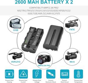 Chargeur de batterie <span class=keywords><strong>NEEWER</strong></span> pour <span class=keywords><strong>Sony</strong></span> NP-F550, compatible avec les accessoires d'appareil photo NP-F970 F750 F770 - Product Image 5