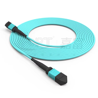 Kabel Trunk Fiber MPO MTP 12/24 Serat OM3 OM4 Multimode Tipe A/B/C Low Loss LSZH Patch Cord untuk Pusat Data 40G 100G