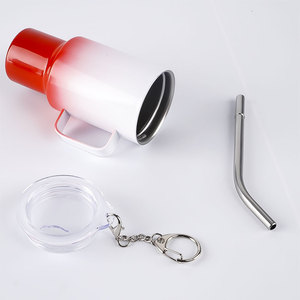 Mini vaso de chupito de doble pared de acero inoxidable de 4oz, color degradado, vaso de chupito con asa y tapa, Pajita con llavero - Product Image 6