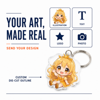 Porte-clés en acrylique anime mignon, transparent, avec fermoir pivotant, impression double face, personnalisable en gros, OEM, ODM, impression d'illustrations personnalisées