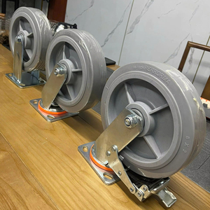 4 5 6 8 inch Durable Grey TPR Rubber Caster Wheel PP Hub Zinc Plated Fixed Plate Bracket for <b>Material</b> <b>Handling</b> - Product Image 1