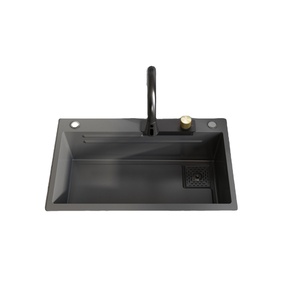 Lavello da <span class=keywords><strong>cucina</strong></span> nero 304 acciaio inox grande goccia-in lavello singolo con <span class=keywords><strong>sifone</strong></span> - Product Image 6
