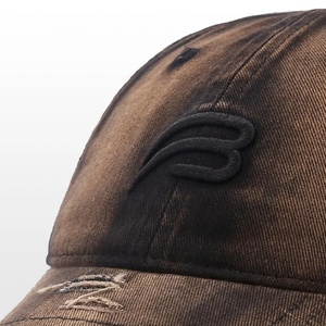 Casquette de baseball déstructurée unisexe en jean délavé 6 panneaux, style papa, imperméable, avec boucle métallique, OEM_ODM - Product Image 4
