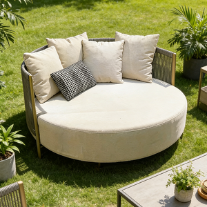 <span class=keywords><strong>Tumbona</strong></span> de Diseño <span class=keywords><strong>para</strong></span> Exteriores, Redonda, de Aluminio, con Cuerda, <span class=keywords><strong>para</strong></span> Piscina, Resort, Villa, Jardín, Patio - Product Image 2