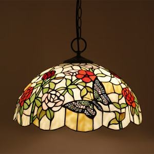 Lámpara Colgante Tiffany de 16'' con Diseño de Mariposa, Fabricada a Mano, con Iluminación LED, Material de Vidrio, para Decoración de Comedor y Dormitorio - Product Image 4