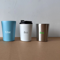Tasse à café isotherme de voyage 2026 Emerit personnalisée avec logo gravé au laser, 240 ml (8 oz), anti-fuite, recyclable, avec couvercle en PP