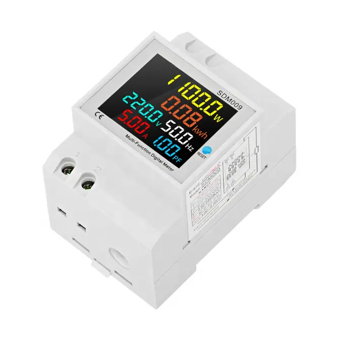 Sdm009 Din Rail Multifunctionele Meter Eenfase Digitale Spanningsstroom Frequentie Meetmeter Met Sensor