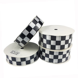 OKAY Custom 25mm Single Face White <span class=keywords><strong>Ribbon</strong></span> Racing Karierte Flagge Wärme übertragung Gros grain Bänder - Product Image 1