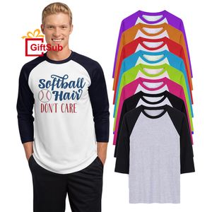 Magliette da Baseball Raglan a Maniche Lunghe Personalizzate per Uomo, <span class=keywords><strong>Donna</strong></span> e Giovani, in Poliestere con Effetto <span class=keywords><strong>Cotone</strong></span>, Sublimazione, Maniche 3/4 - Product Image 1