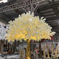 OH ARTS 2,4m Handgefertigter Wasserdichter LED Künstlicher Kirschblütenbaum Weiß-Rosa für Hochzeit Innen- und Außenbereich Garten Einkaufszentrum Weihnachten