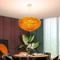 Lustre en plumes d'inspiration nordique pour chambres à coucher Design créatif Simple Chambre de princesse romantique chaleureuse Célébrité en ligne Taille moyenne