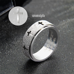 Waterproof Non Tarnish <b>Rings</b> 14k 18k PVD <b>Gold</b> Plated Fashion Men's 316L Stainless Steel Cross <b>Fidget</b> <b>Ring</b> for Men - Product Image 4