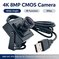 Mini webcam 4K Ultra HD avec capteur CMOS 8 mégapixels, USB OTG UVC, grand angle, caméra IR pour diffusion en direct, conférence, surveillance de sécurité