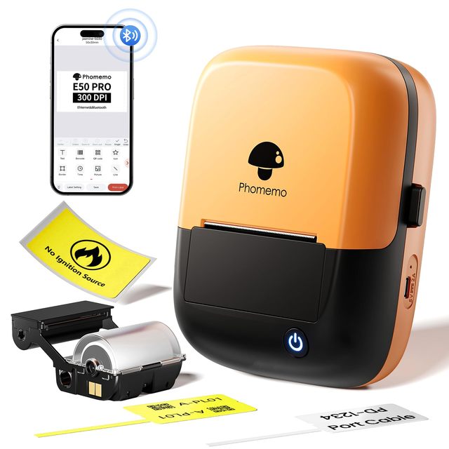 Phomemo E50Pro Industrial Printer Bluetooth Label Printer Sticker Machine Portable Thermal Transfer Label Maker for Wire Labels