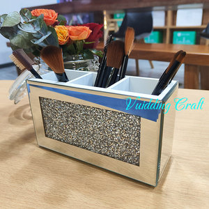2024 nouveauté cristal diamants rempli <span class=keywords><strong>verre</strong></span> maquillage miroir porte-brosse - Product Image 6